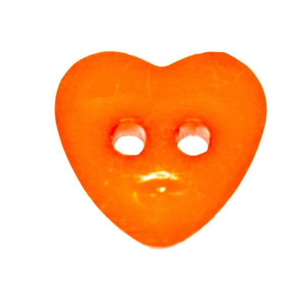Kids buttons as hearts in orange 12 mm 0,47 inch
